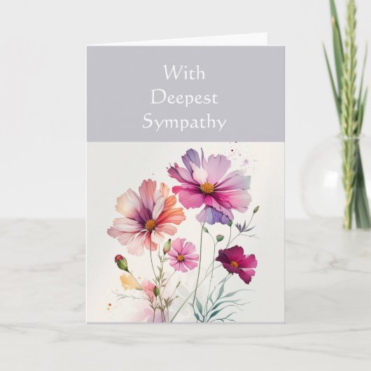 Carte En Sympathie profonde Jardin Fleur Cosmos (Devant)