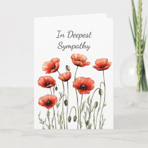 Carte En Sympathie profonde Rouge Poppy Garden Flower