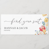 Carte En-tête de plan de table de mariage aux fleurs sau (Devant)