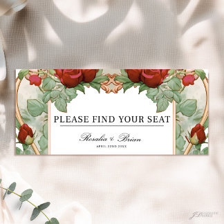 Carte En-tête du graphique Mariage Red Rose Art Nouveau