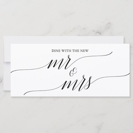 Carte En-tête élégant de plan de table suspendu noir Mr  (Devant)