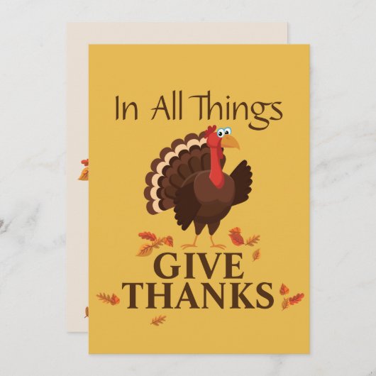 Carte En Toutes Choses Remercient La Turquie Thanksgivin (Devant / Derrière)