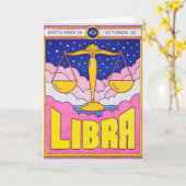 Carte en typographie Libra (Fleur jaune)
