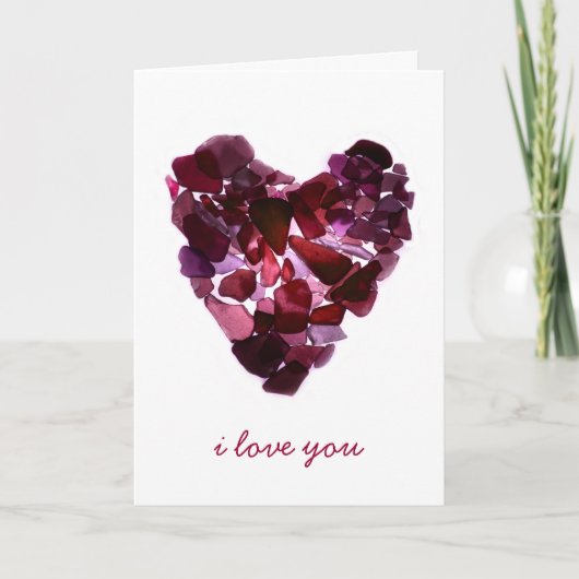 Carte en verre de coeur de plage (Devant)