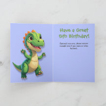 Carte En vichy Anniversaire Dinosaur Vert