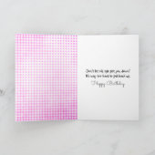 Carte en vichy Anniversaire Stick Girl avec marguerites (Intérieur)