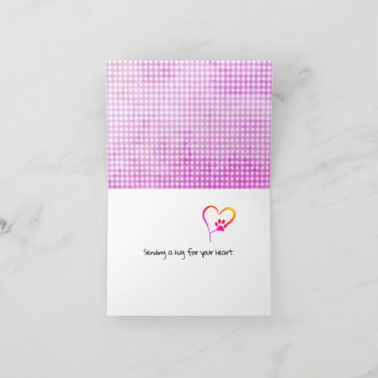 Carte en vichy Coeur d'empreinte pour la perte de chat d (Intérieur)