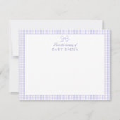 Carte En vichy Lavender & Floral Baby Note (Devant)