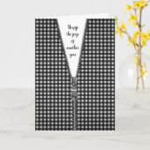 Carte En vichy noir et blanc avec Zipper pour Anniversai (Fleur jaune)