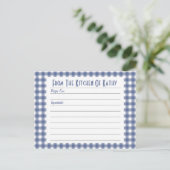 Carte En vichy recette bleue (Debout devant)