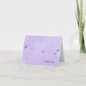 Carte en vichy violet avec fleurs merci (Devant)