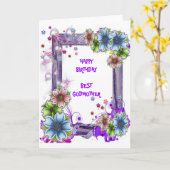 Carte encadrée florale de marraine (Fleur jaune)