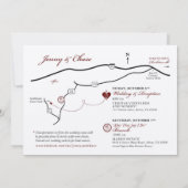 Carte encart avec détails du mariage Plan d'accès (Dos)