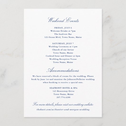 Carte encart Événements et Hébergement de week-end (Devant)