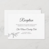 Carte encart pour réception de mariage botanique (Devant / Derrière)