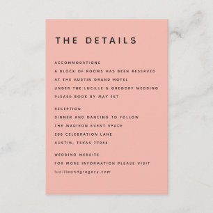 Carte encart tout en majuscules Modern Peach Edito