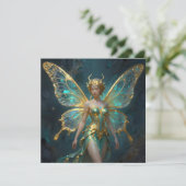 Carte Enchanted Fairy in Gold and Turquoise Blank (Debout devant)