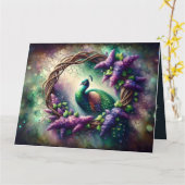 Carte Enchanted Peacock Floral Wreath (Fleur jaune)