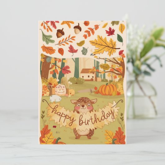 Carte Enchantée Assez Chaleureuse Automne automne Happy  (Debout devant)