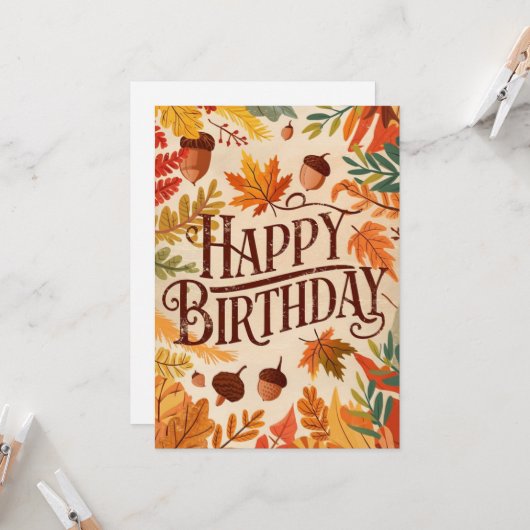 Carte Enchantée Forêt Chaude Automne Automne Happy Anniv (Devant/Arrière en situation)