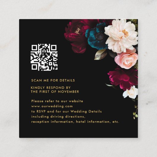 Carte Encl PixDezines Fleurs Moody foncé RSVP (Dos)