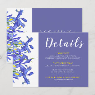 Carte Enclosure élégante en marbre floral aquarelle bleu