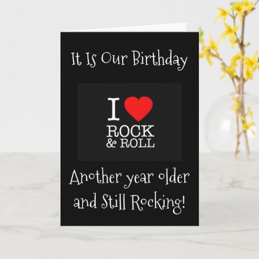 CARTE ENCORE "AIMER ROCK/ROLL" SUR NOTRE "ANNIVERSAIRE M (Fleur jaune)