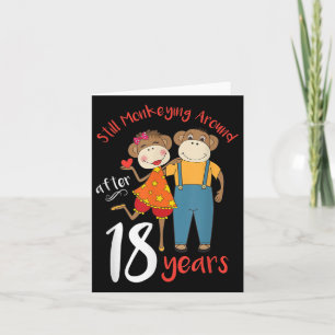 Carte Encore Monkeying autour de 18 Anniversaire Mariage