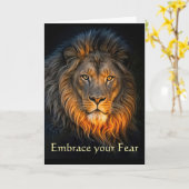 Carte Encouragement à avoir peur Courage avec Lion (Fleur jaune)