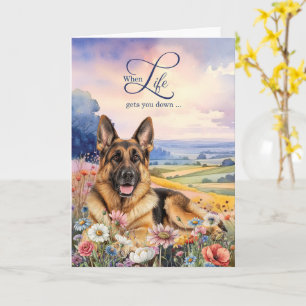 Carte Encouragement Berger Allemand Prairie de Fleurs Sa