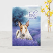 Carte Encouragement Bull Terrier Dog Lavender Meadow (Fleur jaune)
