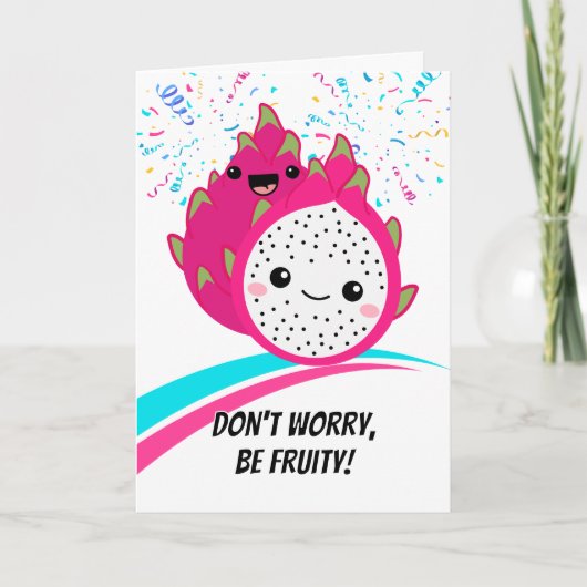Carte Encouragement Carton Fruit Dragon Cute (Devant)