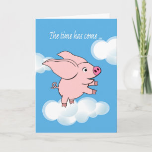 Carte Encouragement Cochon aux oreilles volantes dans le