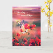 Carte Encouragement Croyez en vous-même les pavots (Fleur jaune)