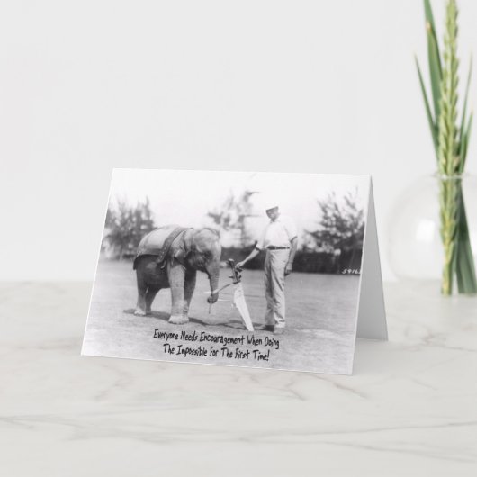 Carte Encouragement - Elephant Jouer Golf (Devant)