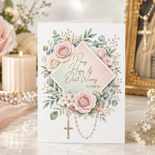 Carte Encouragement Fleur Catholique Priez Espérez Ne vo