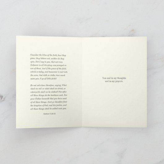 Carte Encouragement religieux Prière d'Écriture (Intérieur)