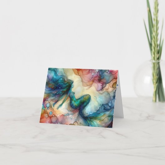 CARTE ENCRE D'ALCOOL ABSTRAITE DE MERMAIDS VIBRANT (Devant)