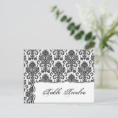 Carte Endroit Écrite Black White Damask Lace Impri (Debout devant)