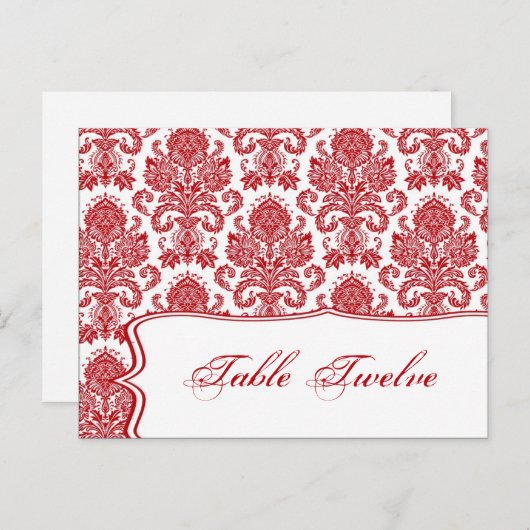 Carte Endroit Écrite Red Crimson Blanc Damask Lace (Devant / Derrière)