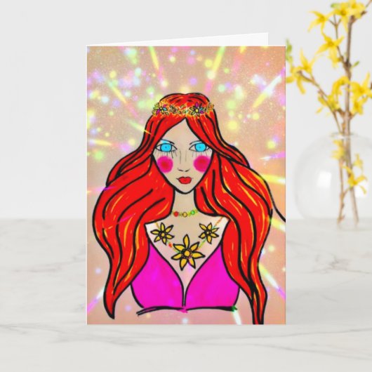 Carte Enfant à fleurs (Fleur jaune)