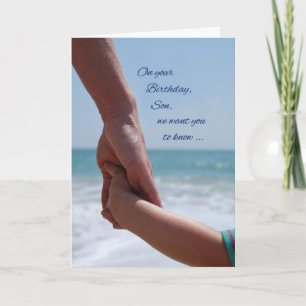 Carte Enfant Anniversaire tenant les mains sur la plage
