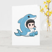 Carte Enfant avec costume de dauphin (Fleur jaune)