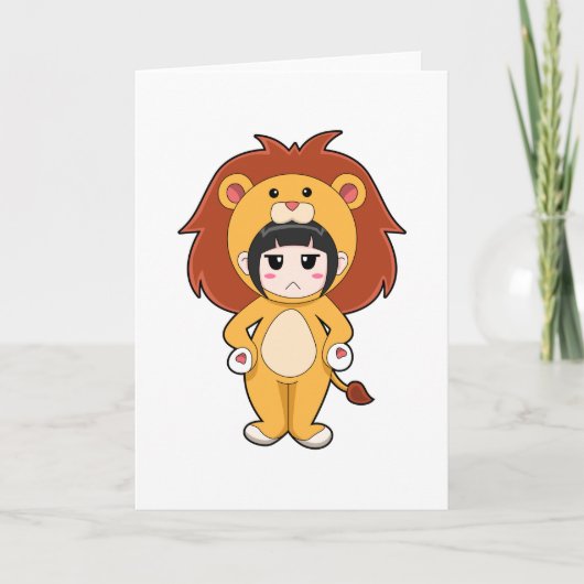 Carte Enfant avec costume de lion (Devant)