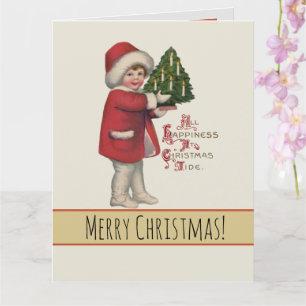 Carte Enfant avec illustration vintage d'arbre de Noël