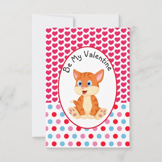 Carte Enfant Chaton Rayé Saint-Valentin 'Sois Mon (Devant)