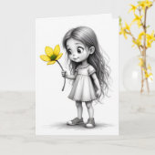 Carte Enfant Chibi Avec Fleur Jaune (Fleur jaune)