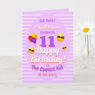 Carte Enfant Cool Unisex avec Ballons Sun Emojis Anniver