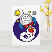 Carte enfant d'anniversaire de l'espace fusée (Fleur jaune)