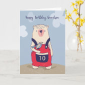Carte Enfant de 10 ans Ours et oiseaux Anniversaire (Fleur jaune)
